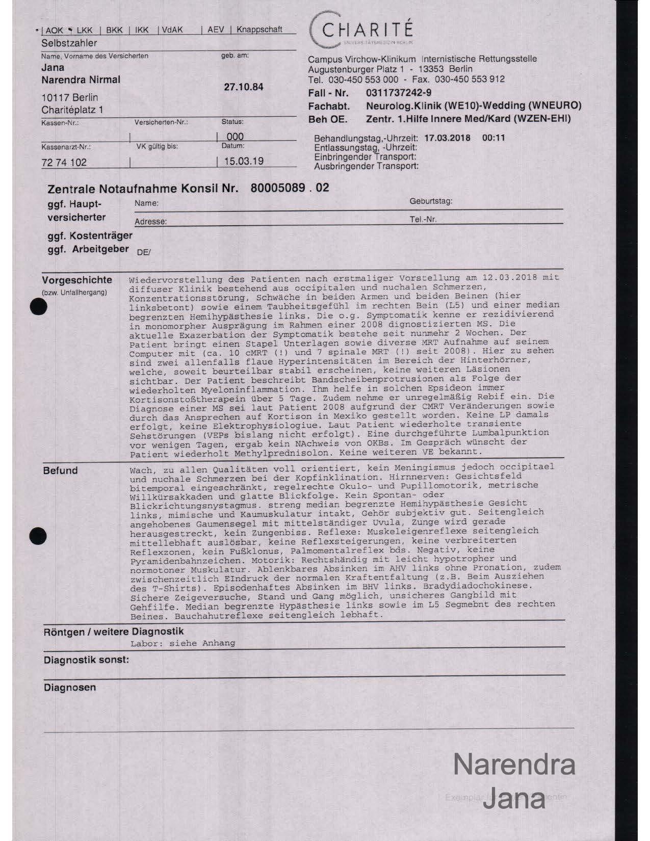 Falsified Discharge Summary
