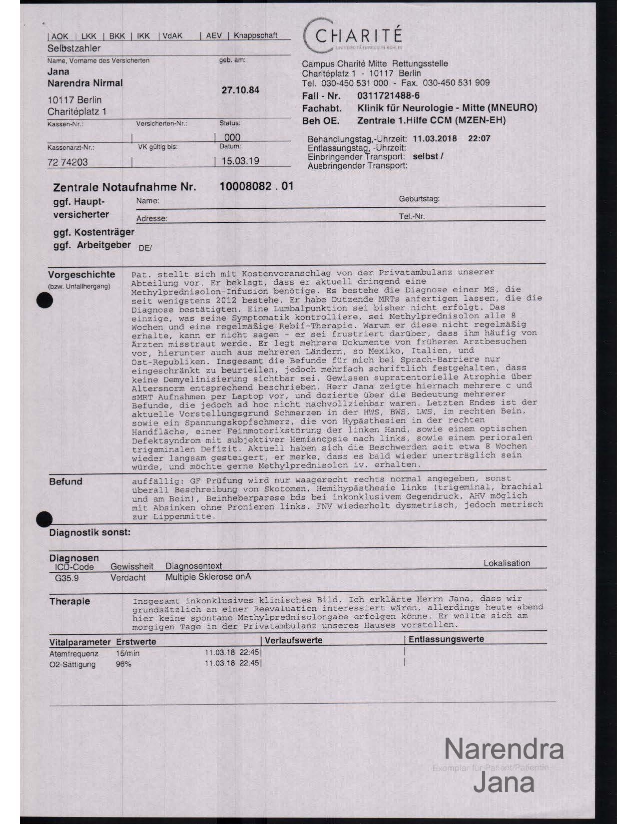 Falsified Discharge Summary