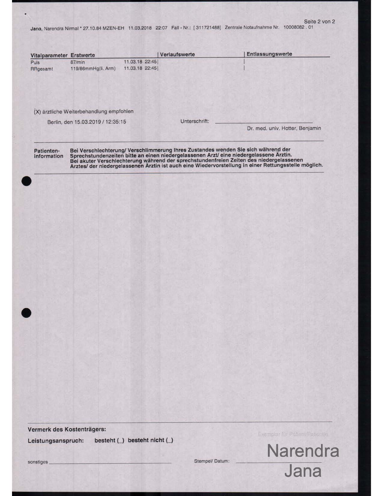 Falsified Discharge Summary