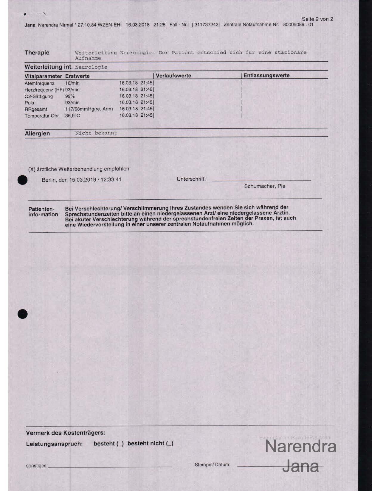 Falsified Discharge Summary