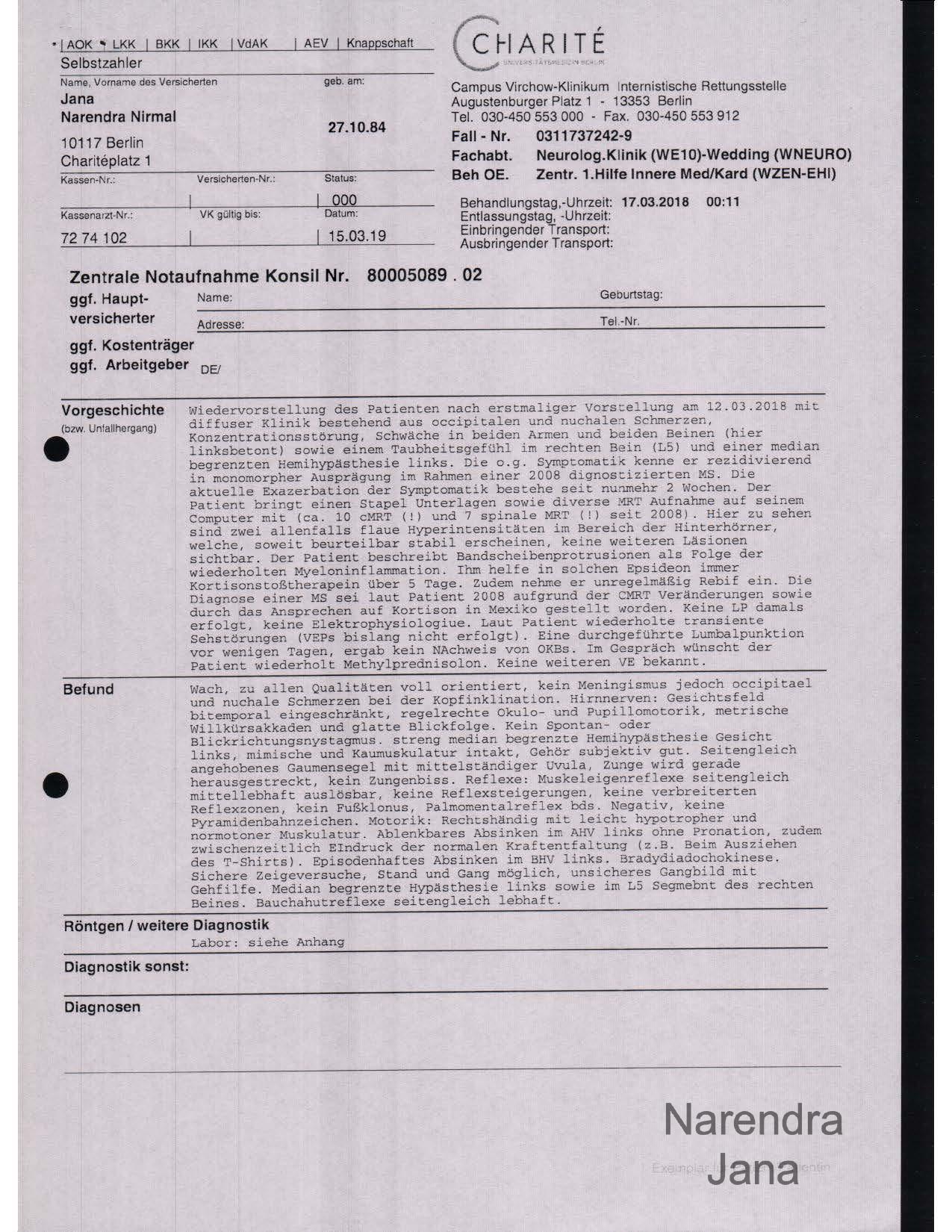 Falsified Discharge Summary