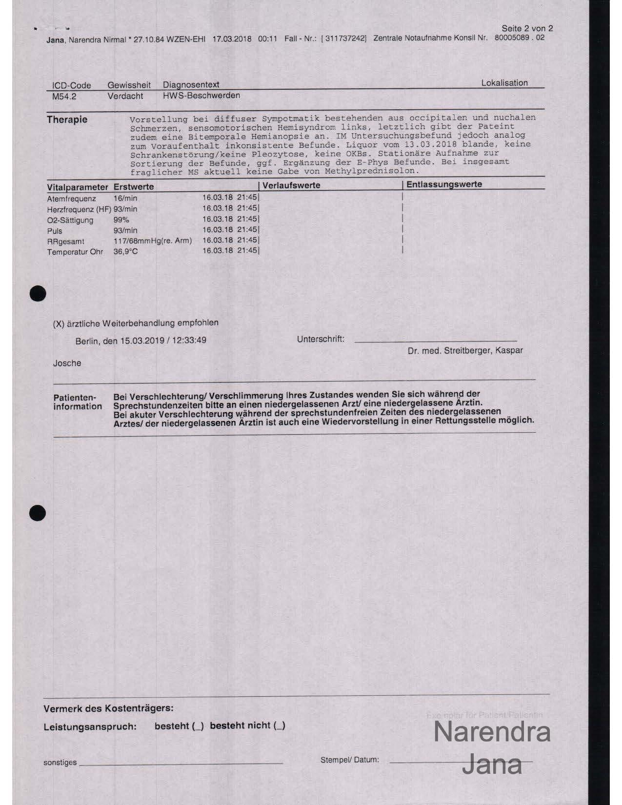 Falsified Discharge Summary