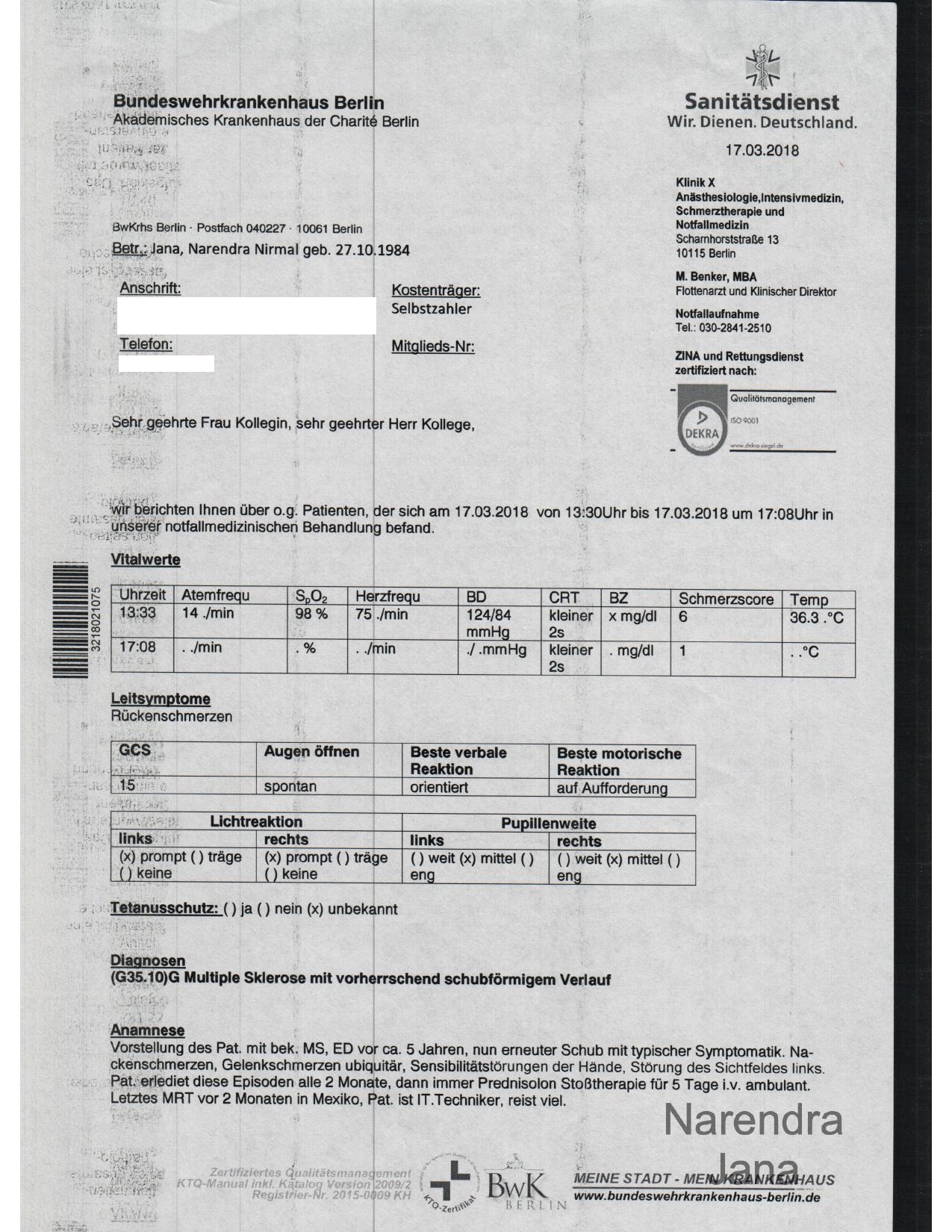 Falsified Discharge Summary