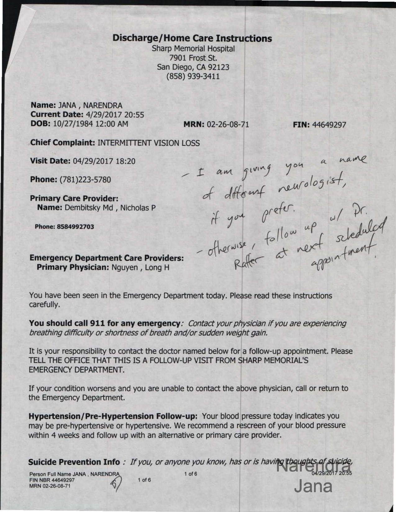 Falsified Discharge Summary