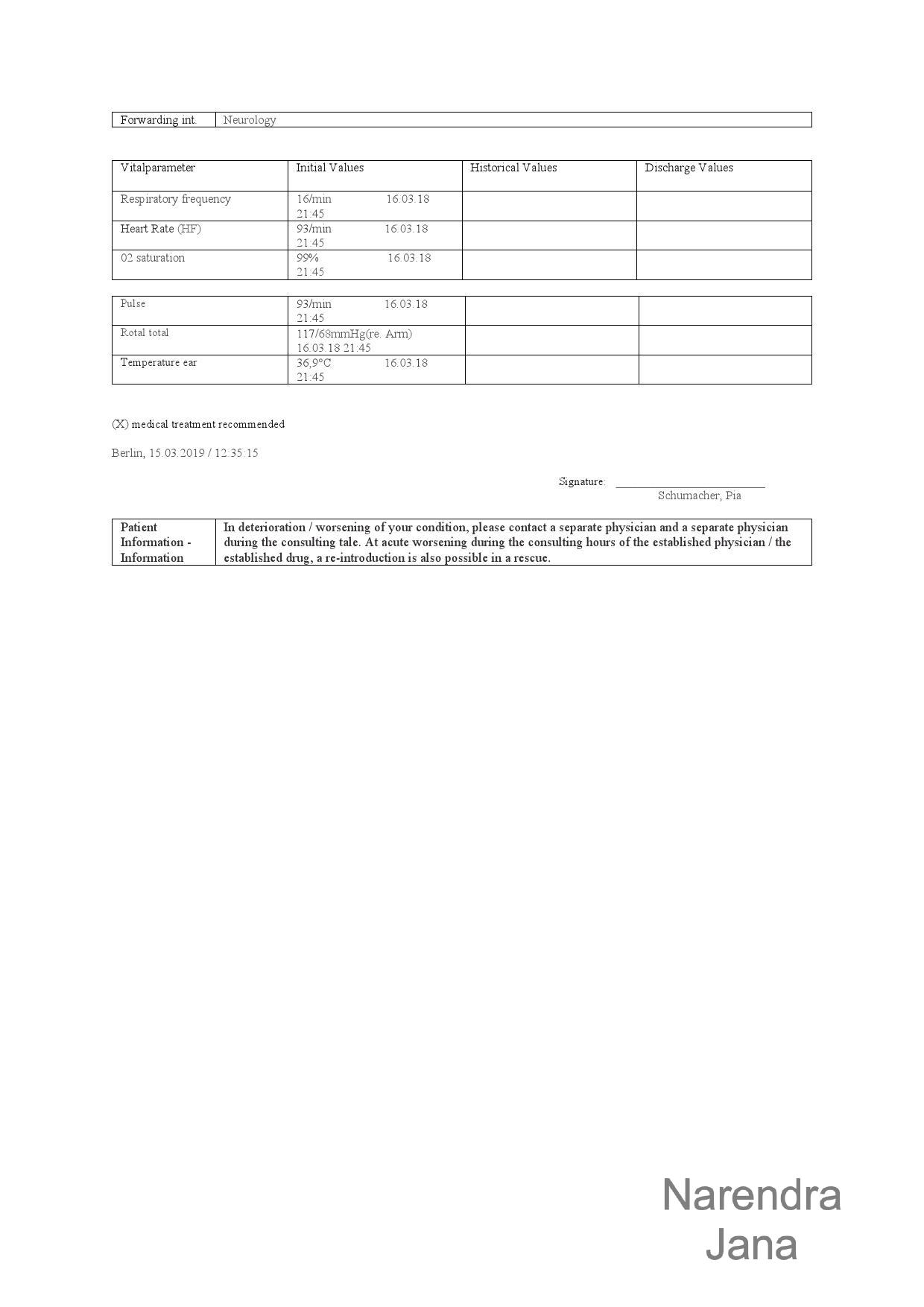 Falsified Discharge Summary