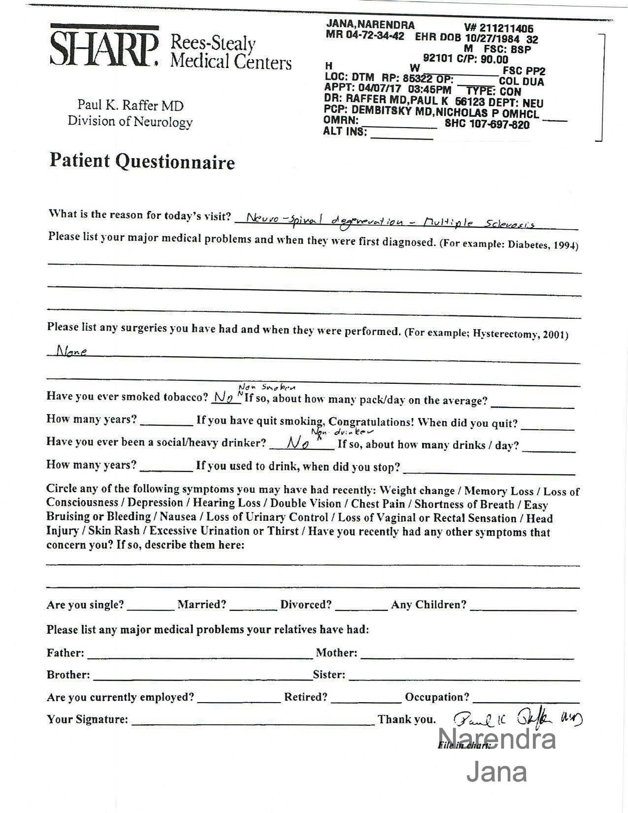 Falsified Discharge Summary