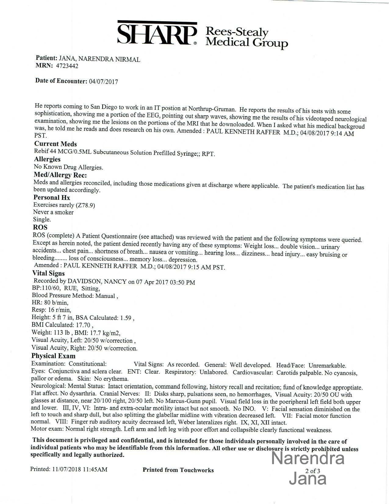 Falsified Discharge Summary