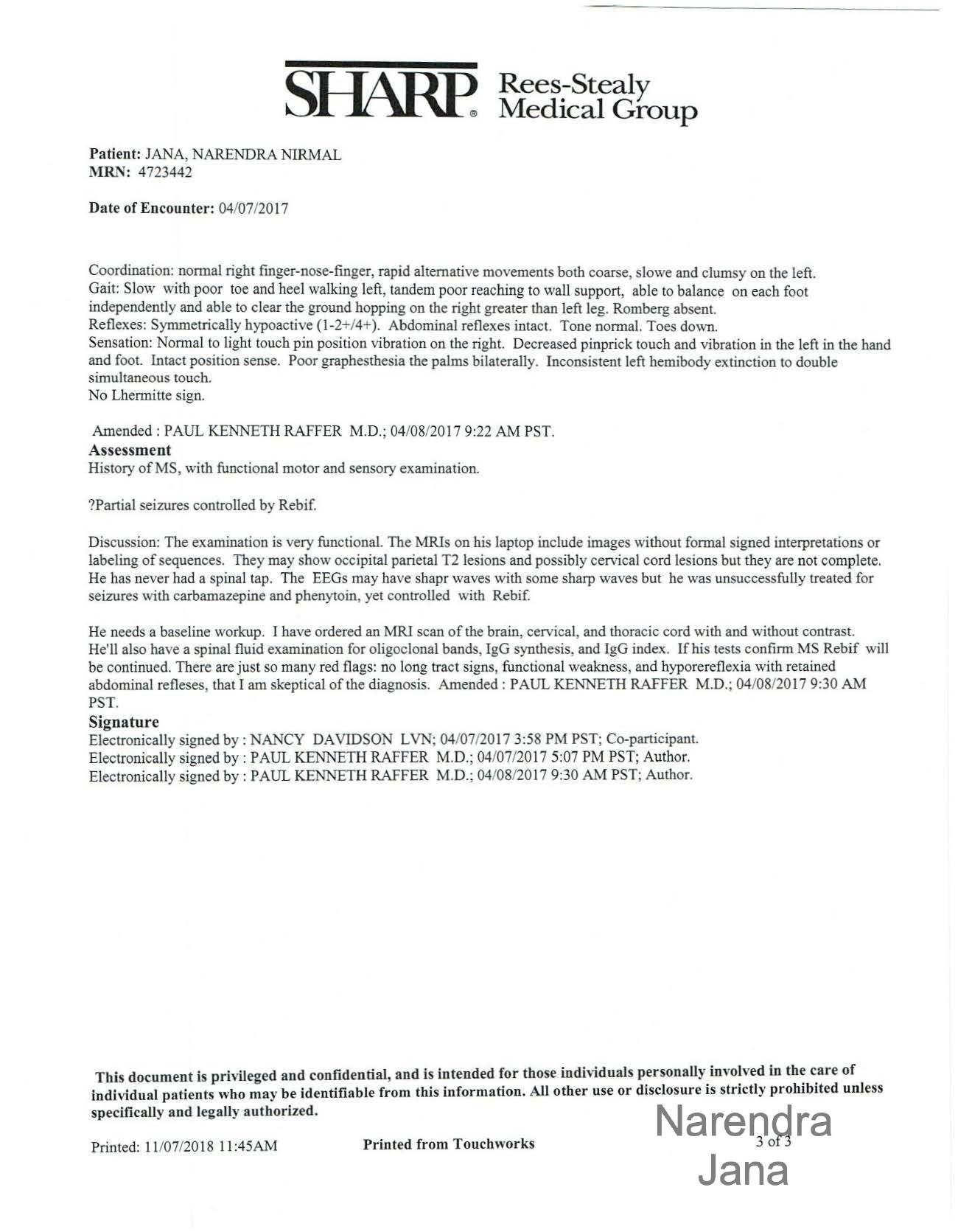 Falsified Discharge Summary