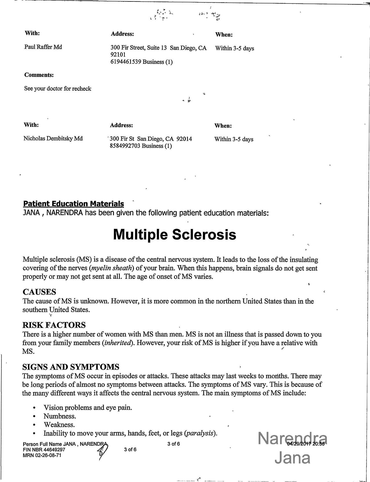 Falsified Discharge Summary