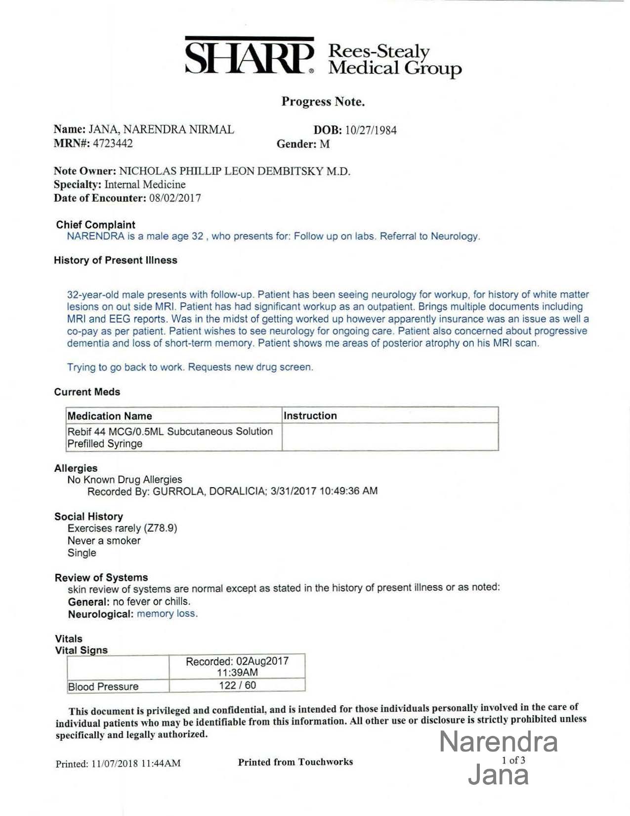 Falsified Discharge Summary