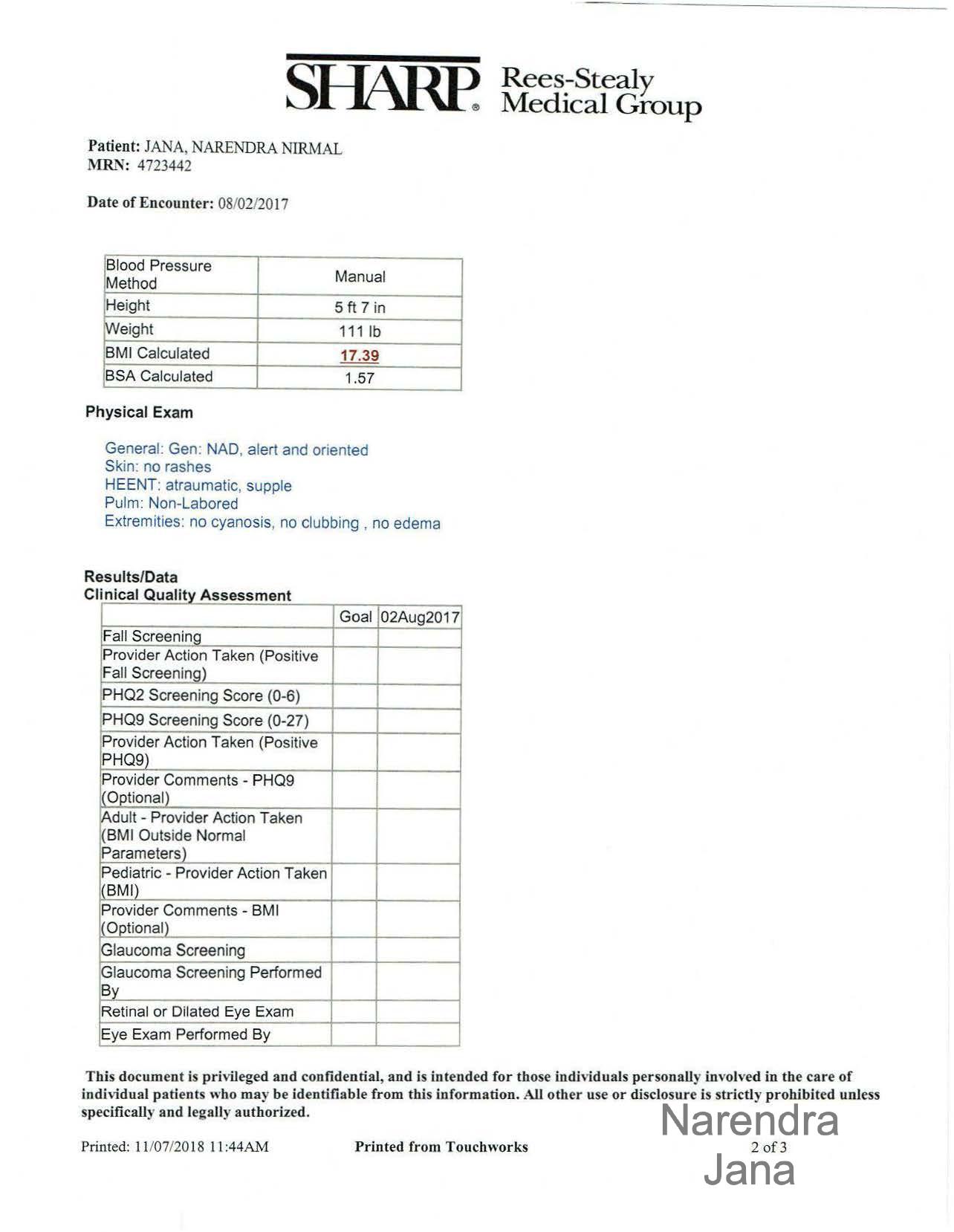 Falsified Discharge Summary