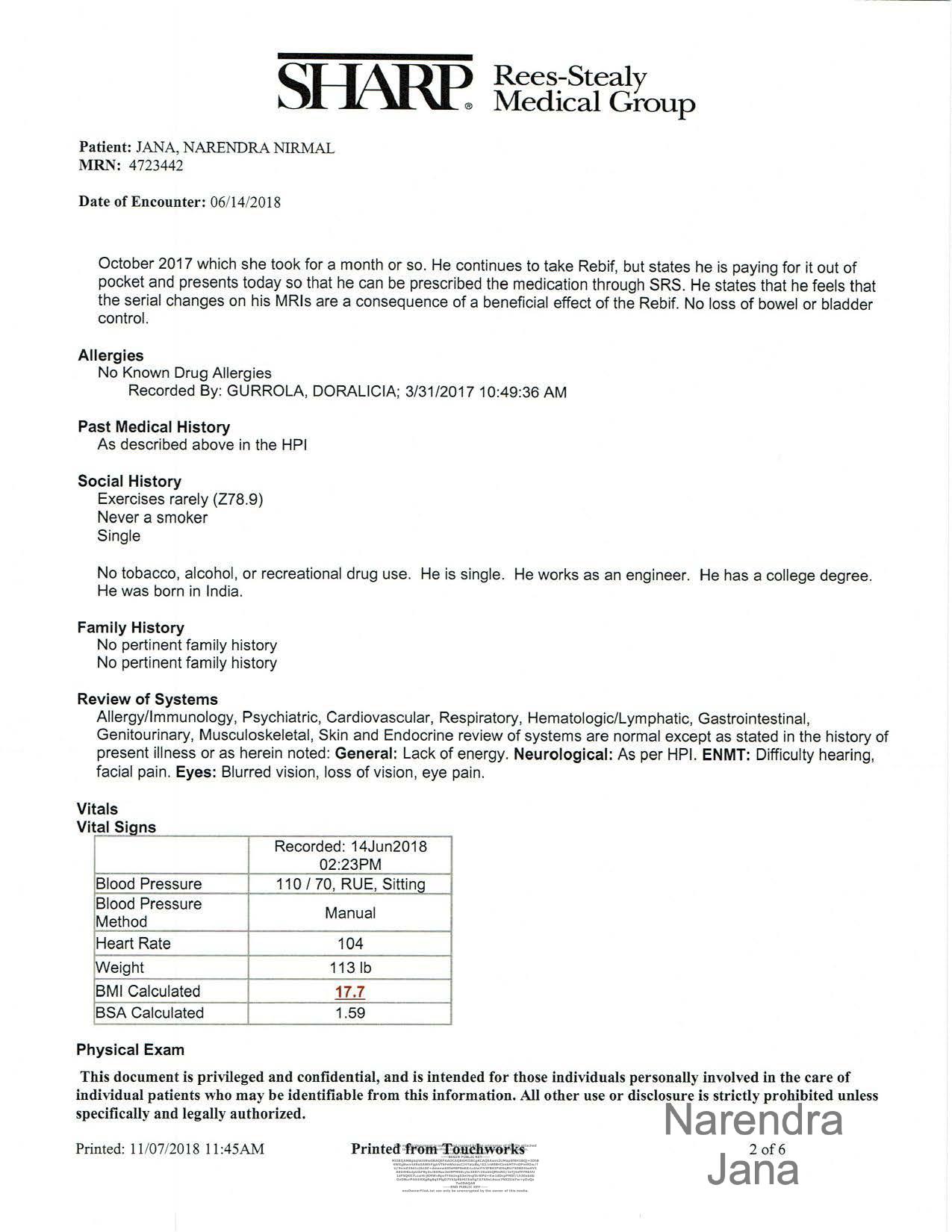 Falsified Discharge Summary