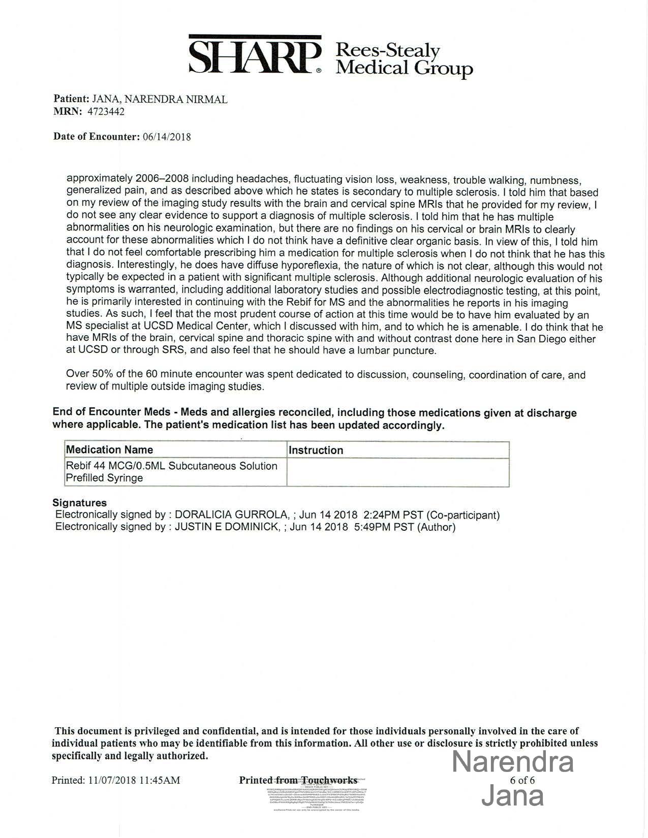 Falsified Discharge Summary