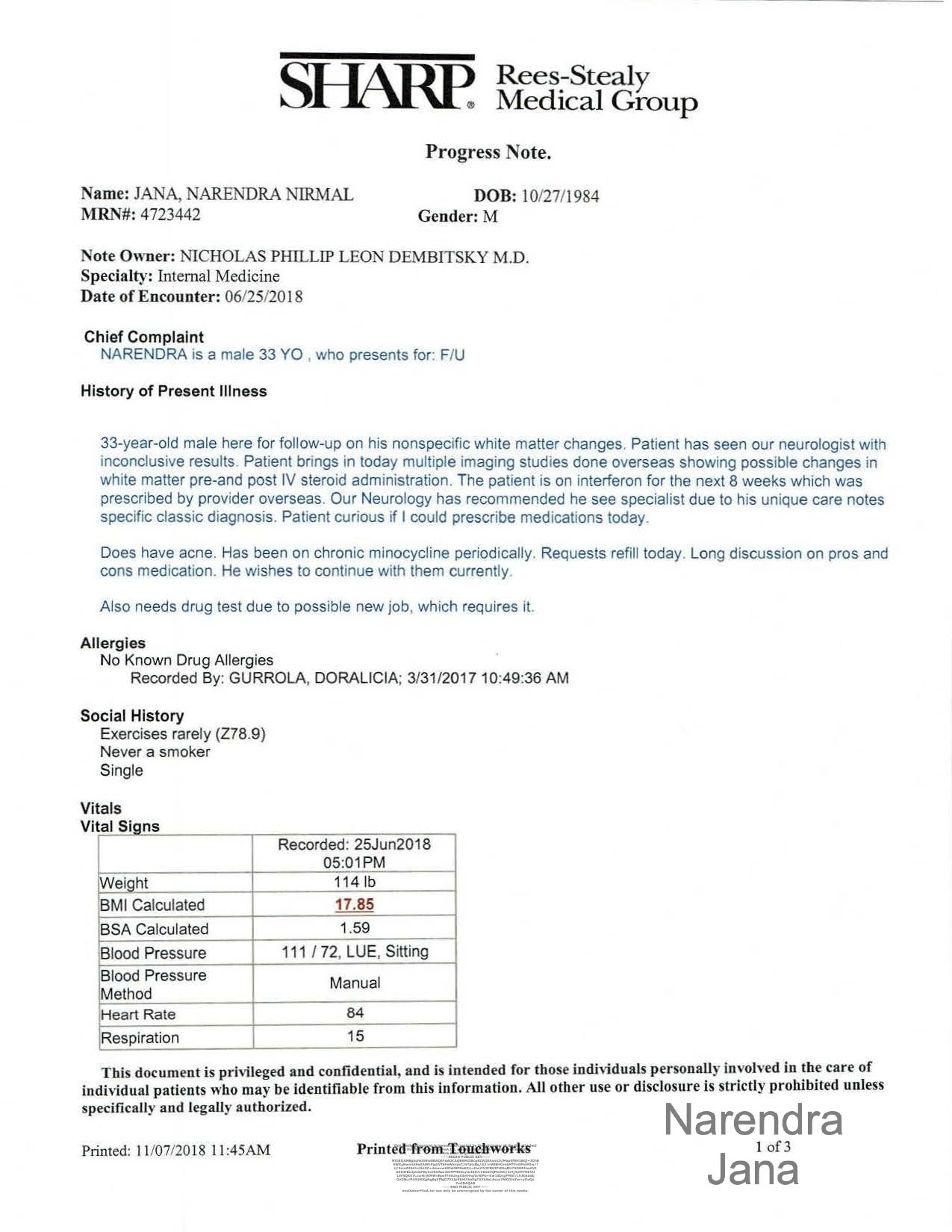 Falsified Discharge Summary