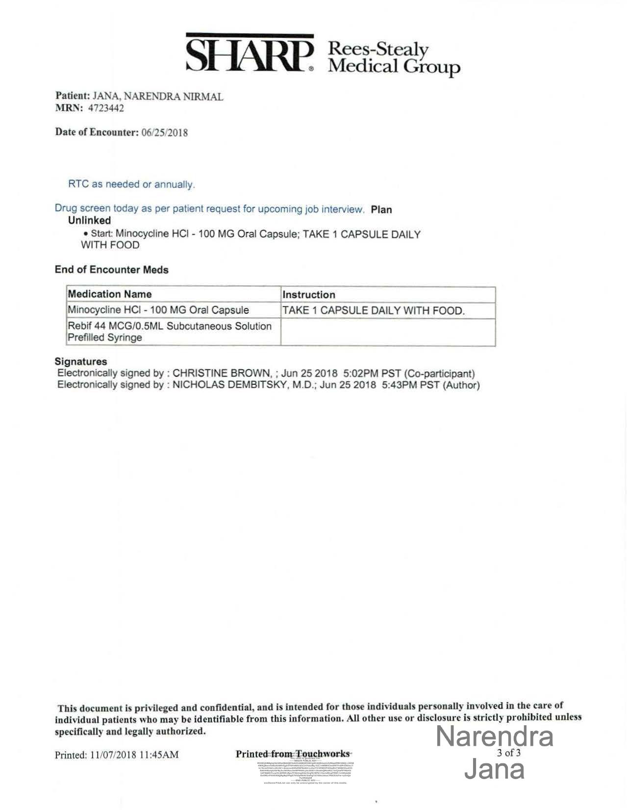 Falsified Discharge Summary