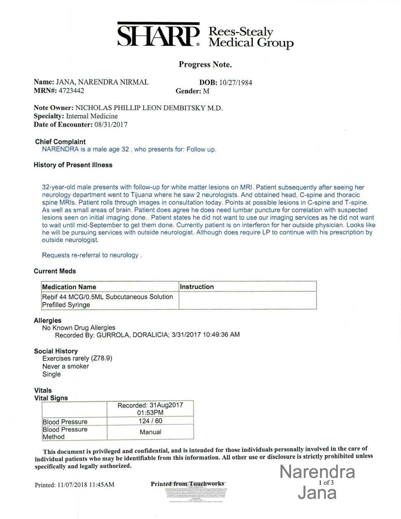 Falsified Discharge Summary