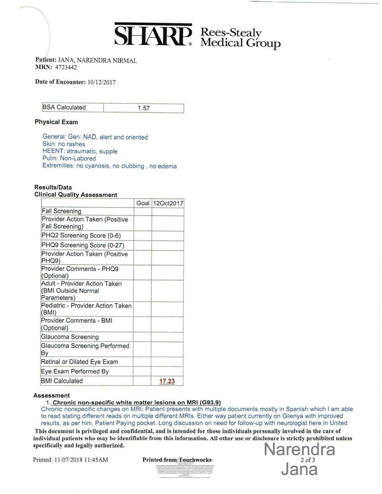 Falsified Discharge Summary