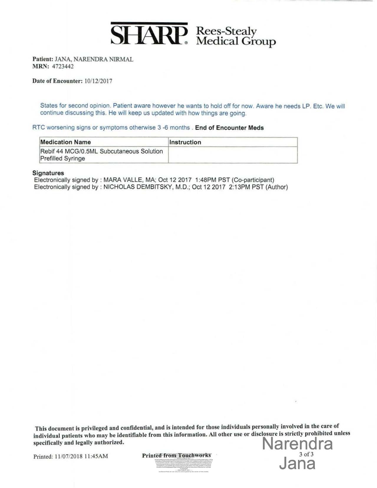 Falsified Discharge Summary