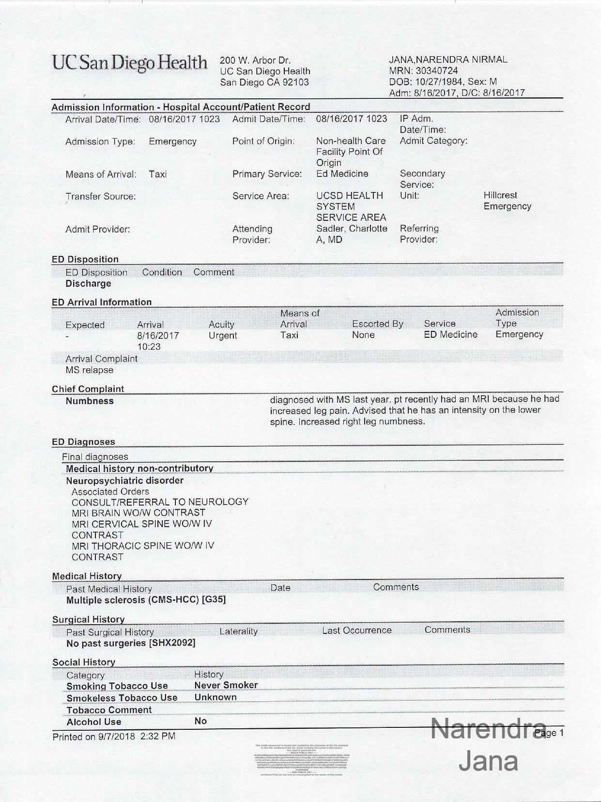 Falsified Discharge Summary