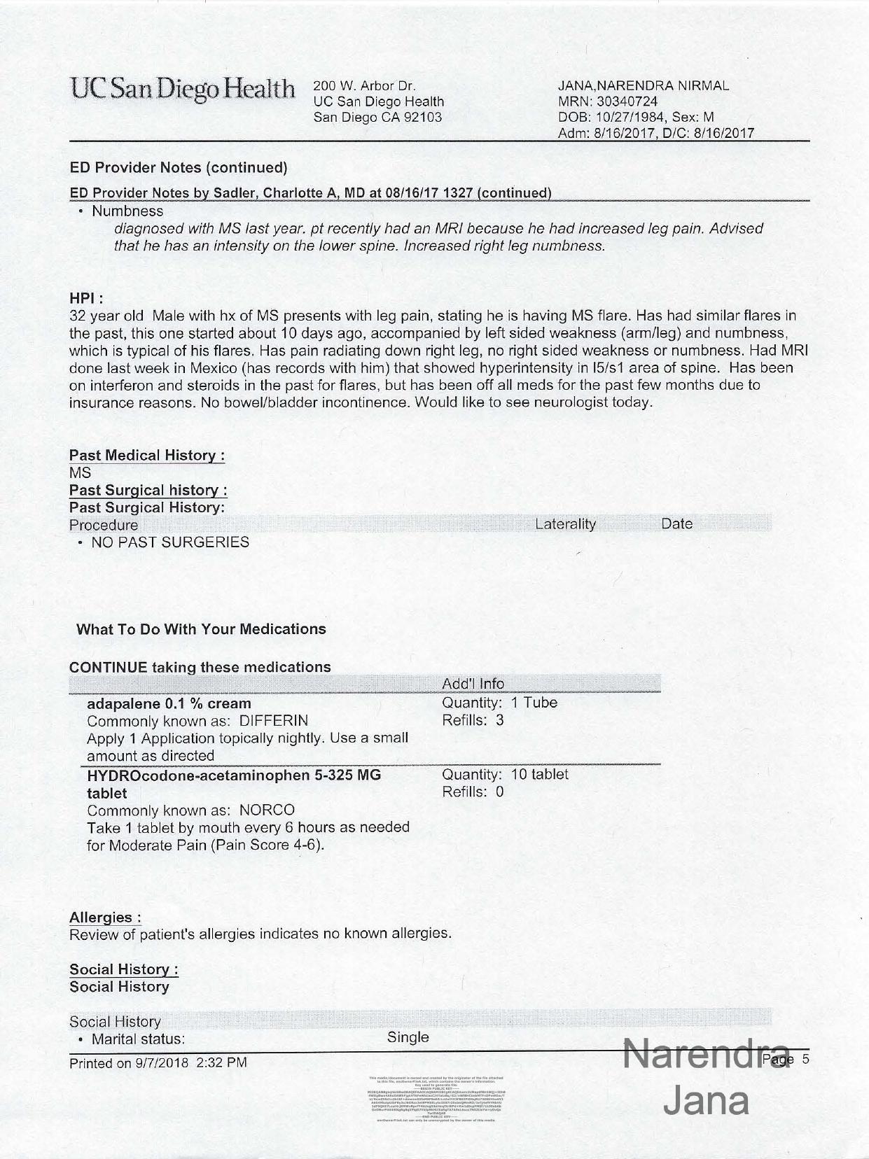 Falsified Discharge Summary