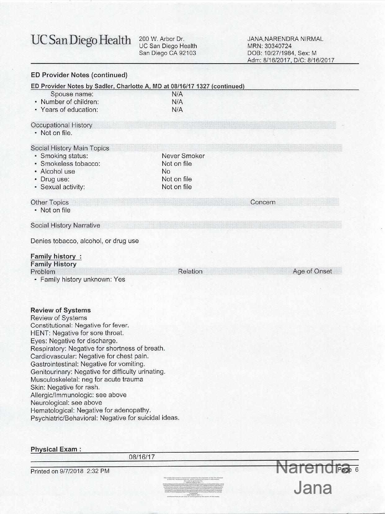 Falsified Discharge Summary