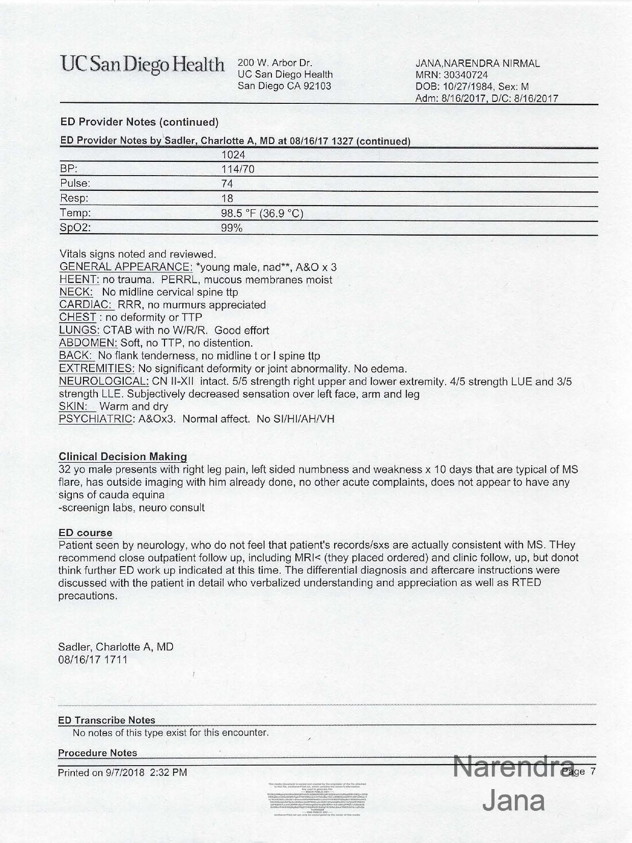 Falsified Discharge Summary