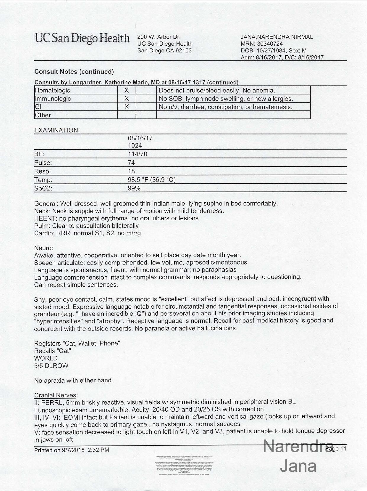 Falsified Discharge Summary