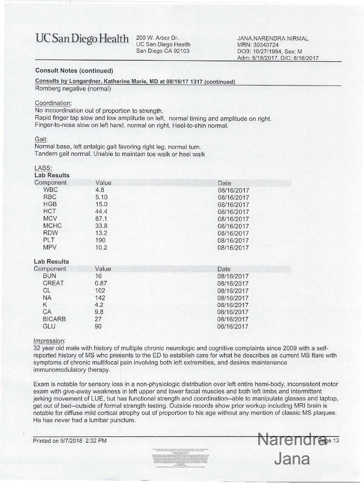 Falsified Discharge Summary