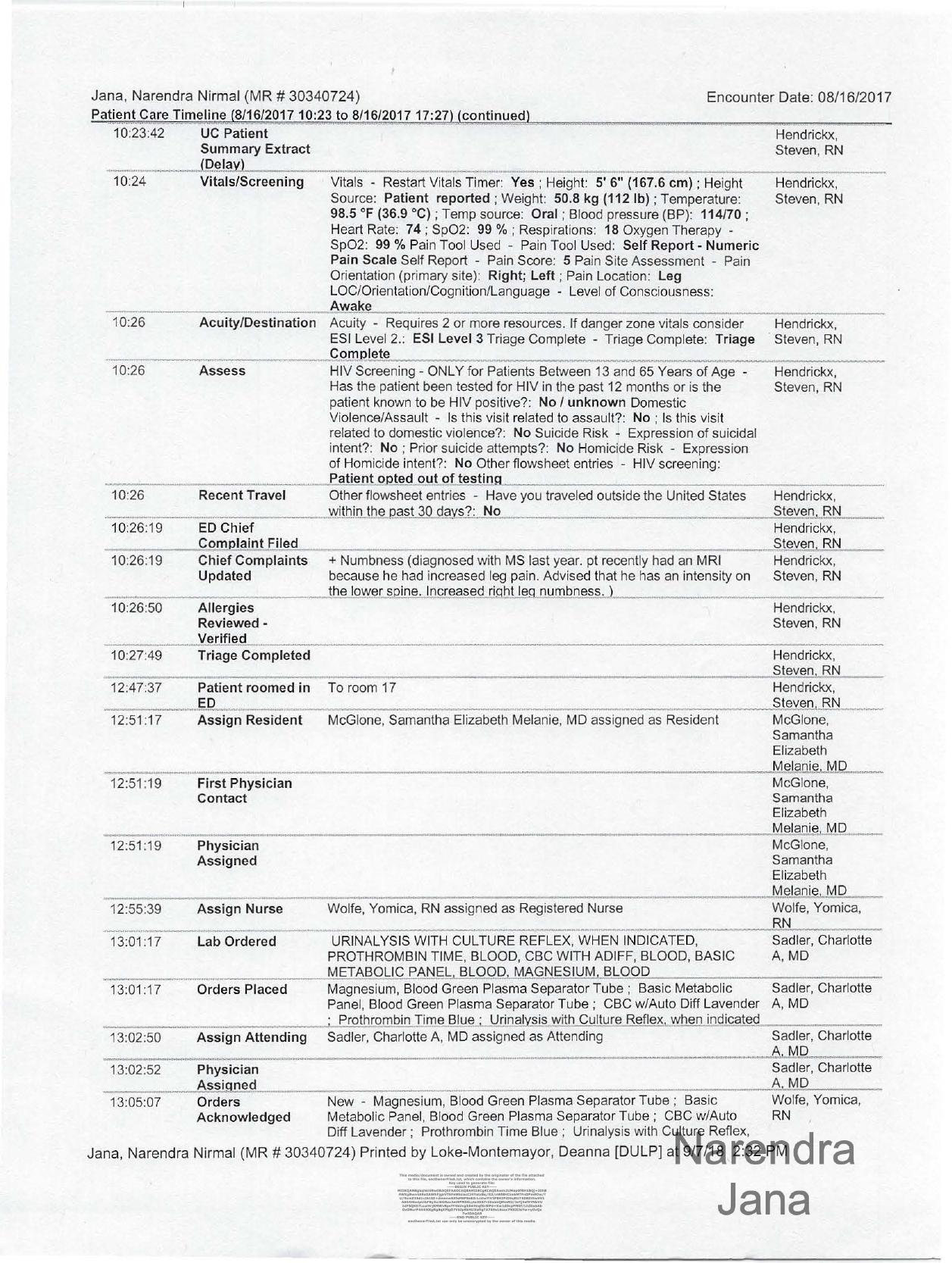 Falsified Discharge Summary