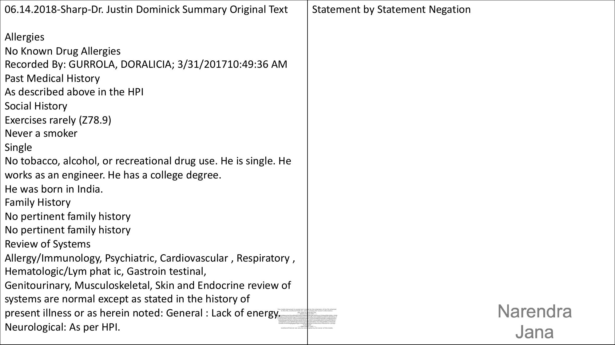 Falsified Discharge Summary