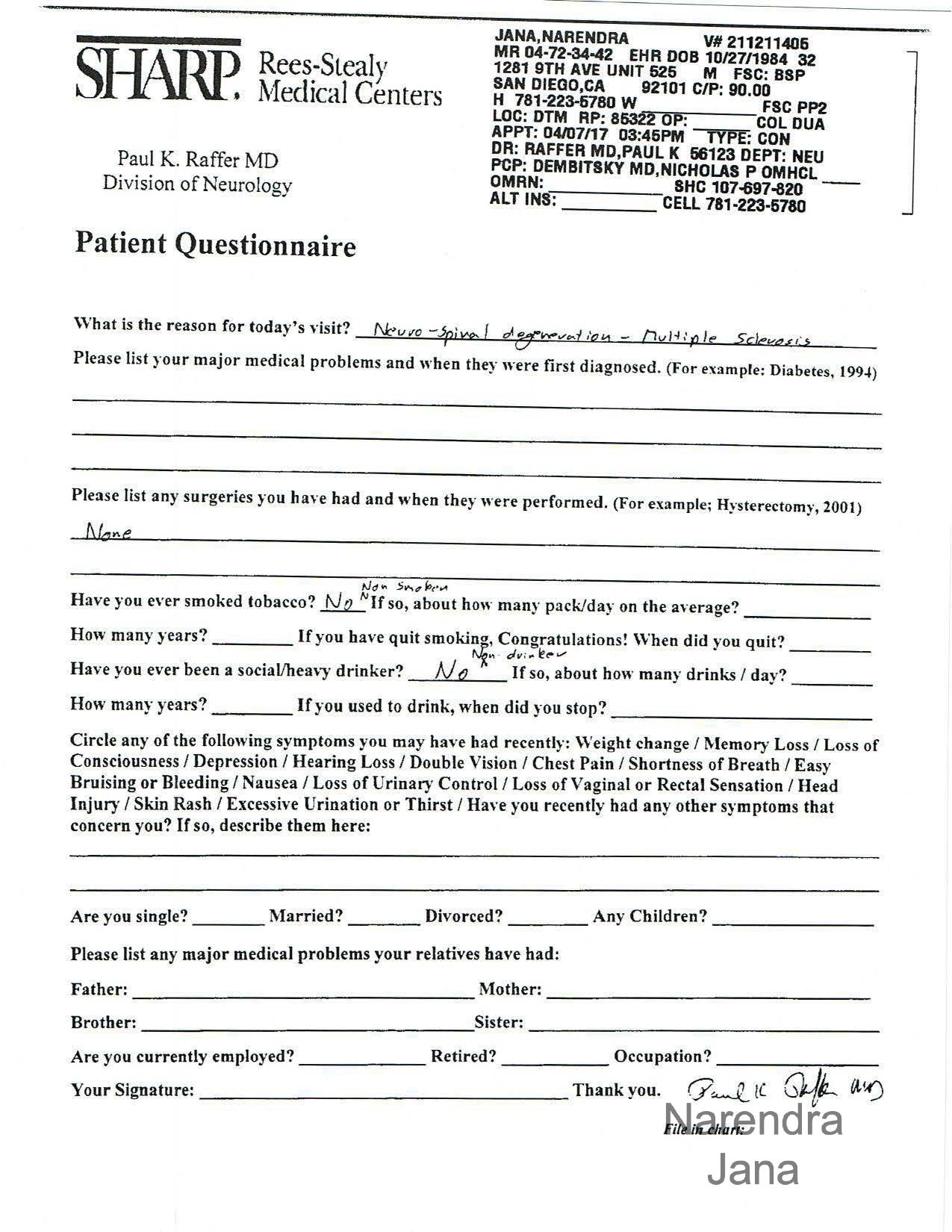 Falsified Discharge Summary