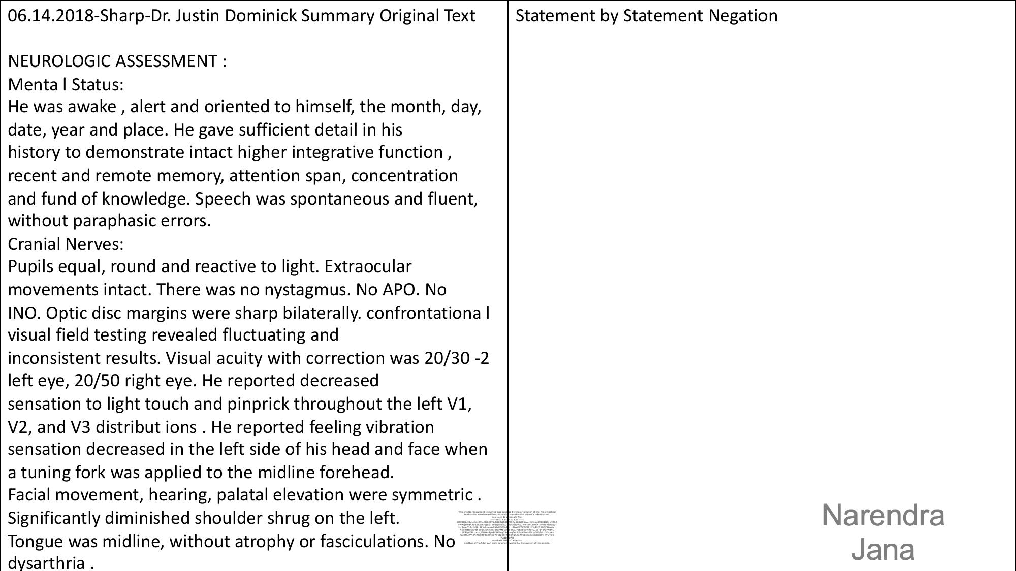 Falsified Discharge Summary