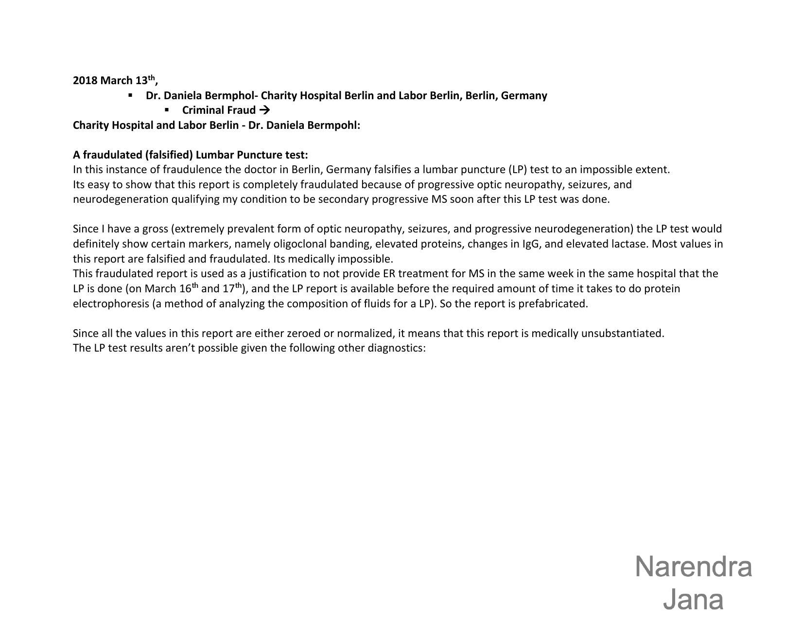 Falsified Discharge Summary